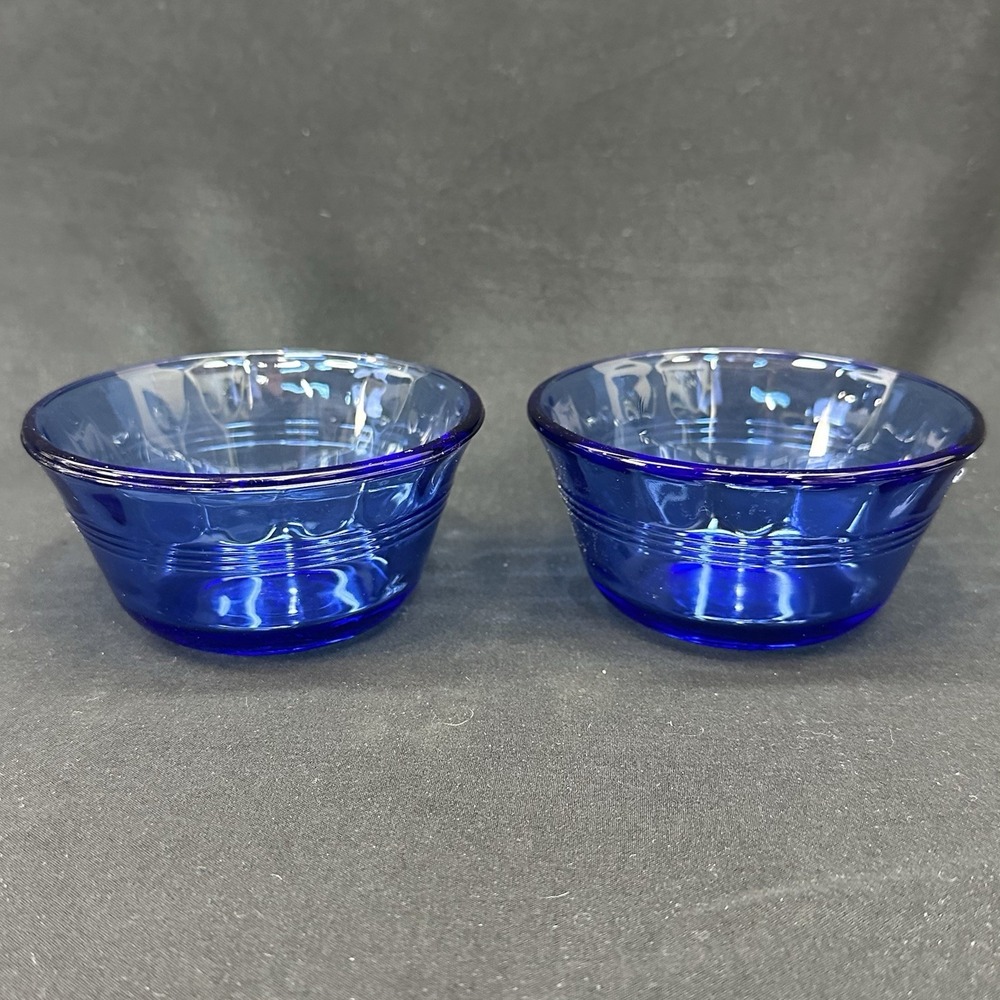 Pyrex Cobalt Blue Glass Custard Cup / Ramekin 6oz 175ml 463 Vintage, Set of 2